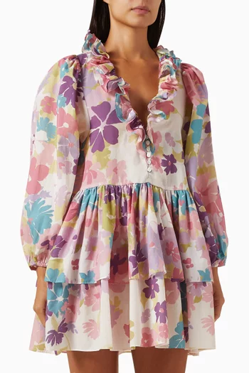 Parker Frill Mini Dress in Cotton Voile