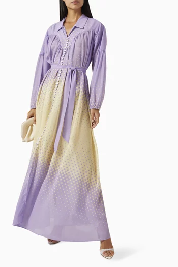 Gradient Smock Maxi Dress in Georgette