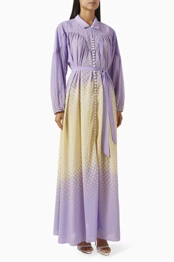 Gradient Smock Maxi Dress in Georgette