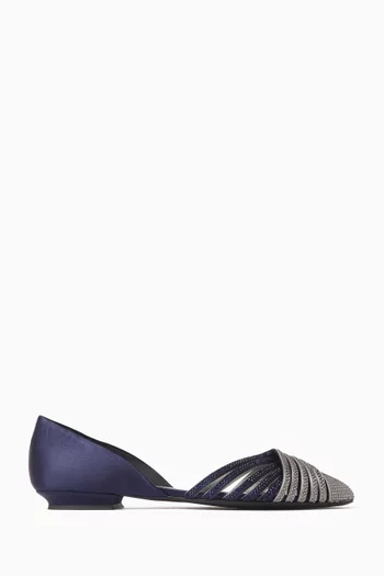 Rhinestone-embellished Flats in Satin