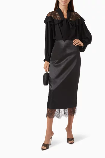 Lace-panel Scarf-neck Top