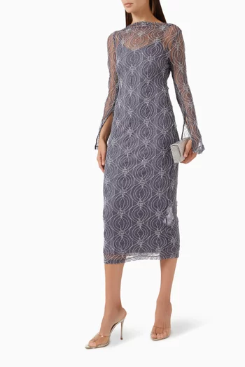 Sheer Midi Dress in Lace