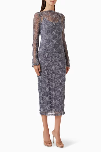 Sheer Midi Dress in Lace
