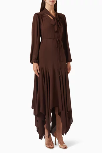Scarf-neck Dress in Tencel Blend
