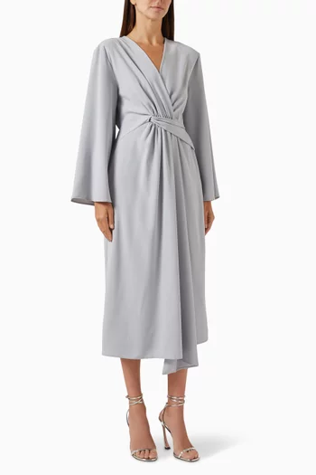 Gathered-front Midi Dress