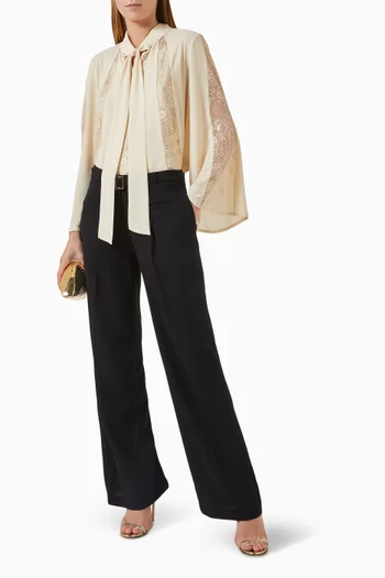 Lace-panel Scarf Blouse