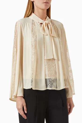 Lace-panel Scarf Blouse