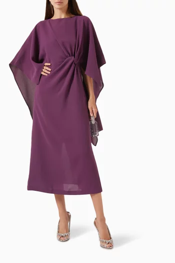 Gathered-front Midi Dress