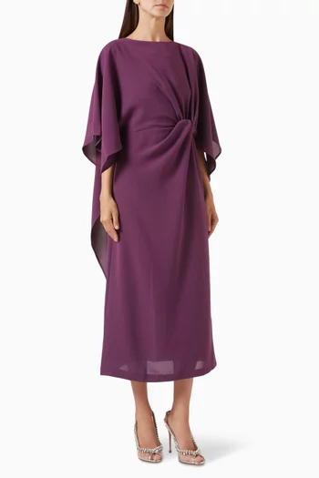 Gathered-front Midi Dress