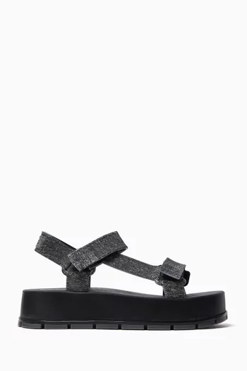 Flowing Denim Platform Sandals