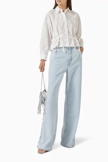 Embroidered Shirt in Cotton Poplin