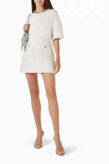 Floral-guipure Mini Skirt