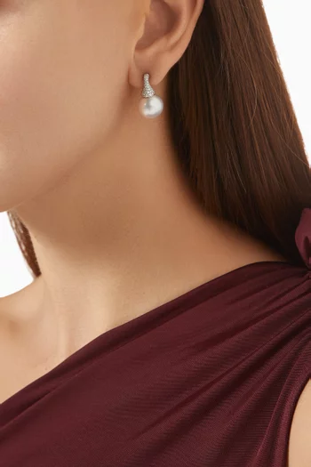 Diamond & Pearl Earrings in 18kt White Gold
