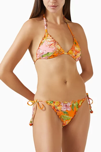 Embroidered Lettuce Edge Bikini Briefs