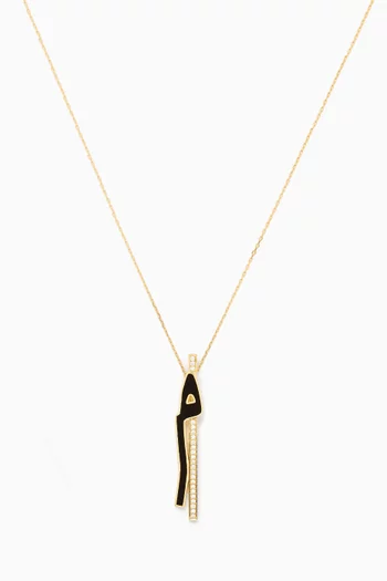 Hobbi Arabic Letter "Meem" Diamond & Enamel Pendant Necklace in 18kt Gold