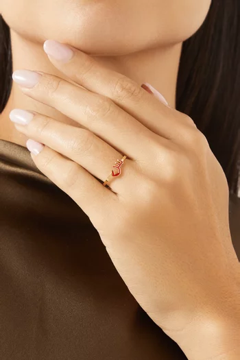 Oula Arabic Letter 'Seen" Enamel Ring in 18kt Gold