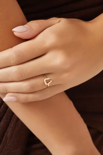 Oula Arabic Letter 'Noon" Enamel Ring in 18kt Gold