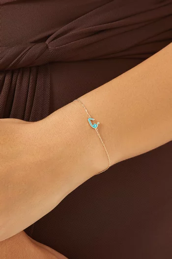 سوار أولى بحلية حرف "ف" مطلي بالمينا مقاس XS ذهب عيار 18