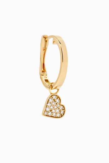 Creole Diamond Heart Single Earring in 18kt Gold