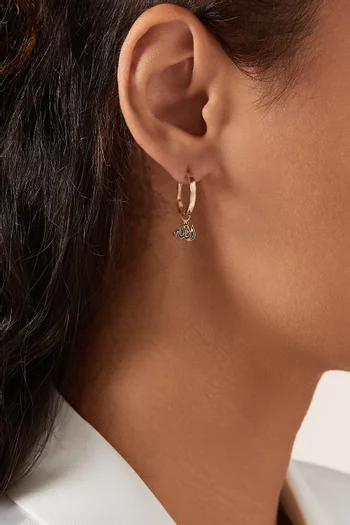 Creole Enamel Allah Single Earring in 18kt Gold