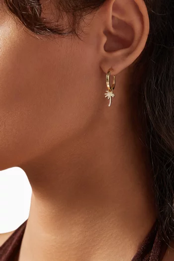 Creole Palm Tree Diamond Single Earring in 18kt Gold