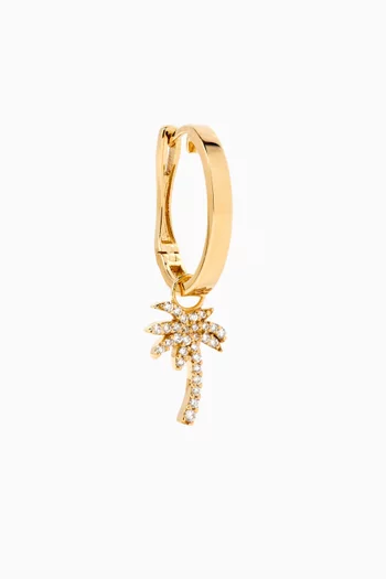 Creole Palm Tree Diamond Single Earring in 18kt Gold