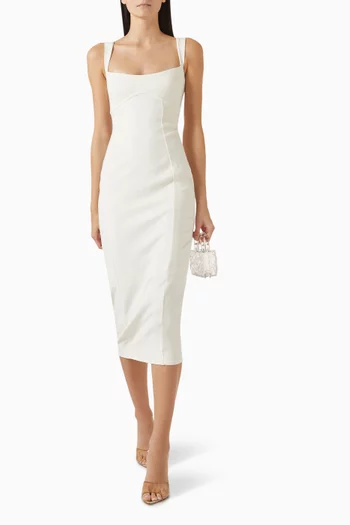 Scuba Crystal Midi Dress in Stretch-nylon