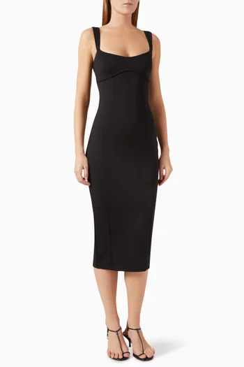 Scuba Crystal Midi Dress in Stretch-nylon
