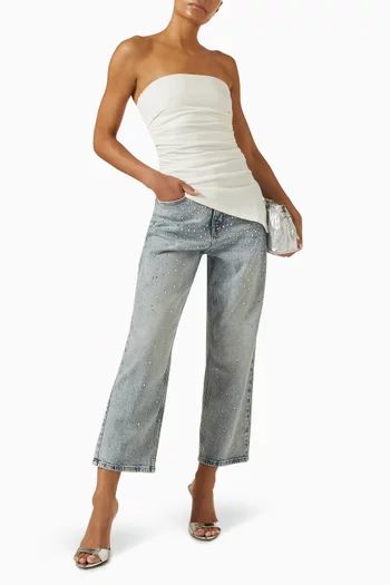 Crystal Stars Good 90s Cropped Jeans in Denim