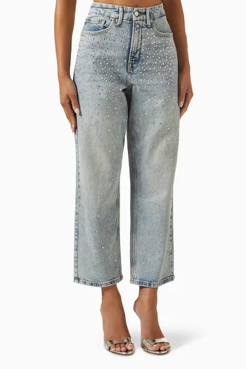 Crystal Stars Good 90s Cropped Jeans in Denim