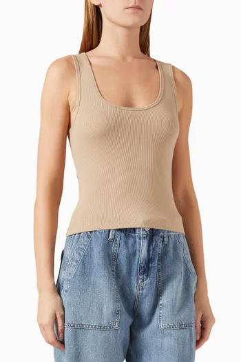 Micro Ribbed Tank Top in Cotton
