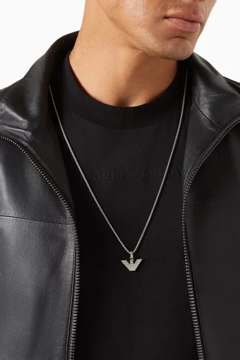 Eagle Logo Pendant Necklace in Stainless Steel
