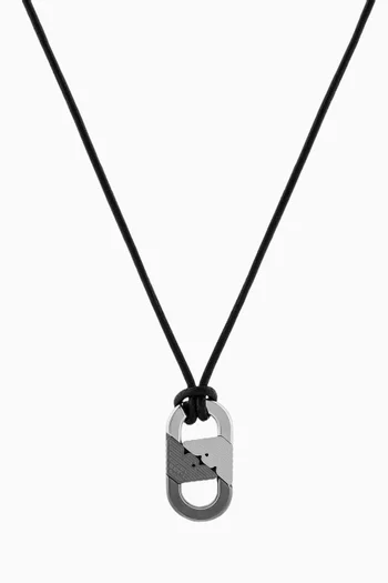 Two-tone Pendant Necklace in Leather