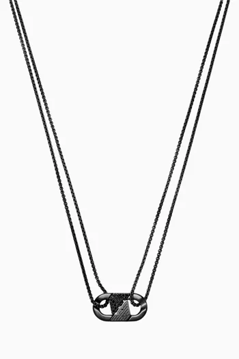 Crystal ID Pendant Necklace in Stainless Steel