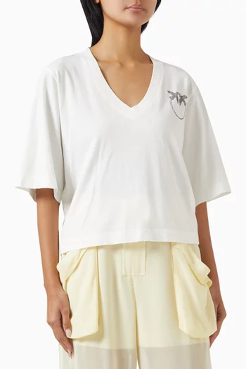Suez Logo Cropped T-shirt in Cotton