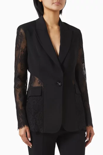 Single-breasted Lace-sleeves Jacket in Cady-fabric