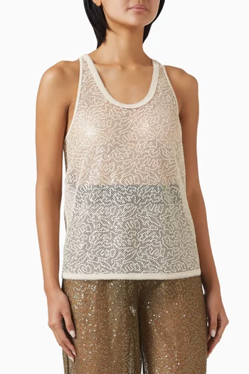 Sequinned Vest Top in Mesh