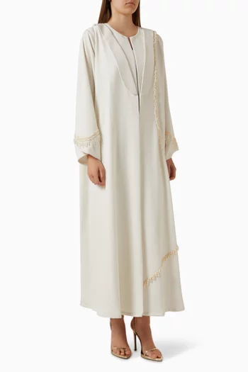 Crystal-embellished Abaya in Crepe