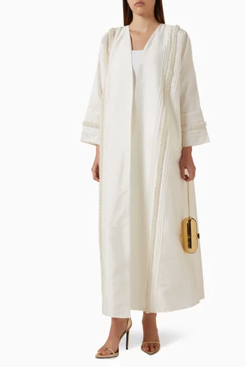 Pearl Embellished Abaya in Taffeta