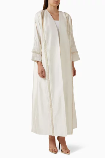 Pearl Embellished Abaya in Taffeta