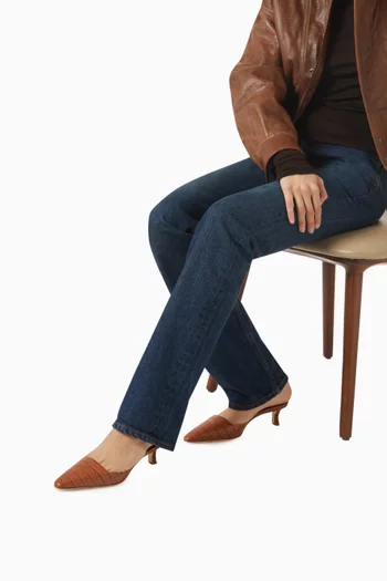 Moiramu Mules in Croc-embossed Leather