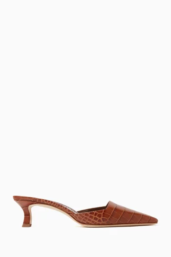 Moiramu Mules in Croc-embossed Leather