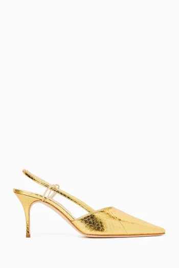 Touki 70 Slingback Pumps in Snake-embossed Leather