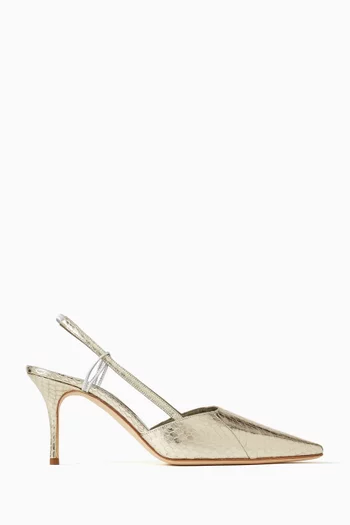 Touki 70 Slingback Pumps in Snake-embossed Leather