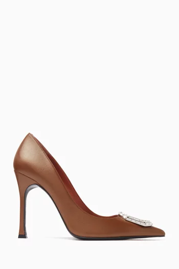 Camelia 105 Crystal Pumps in Leather