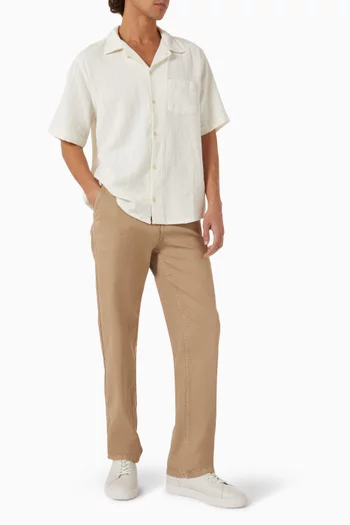 Basket Weave Striped Shirt in Cotton