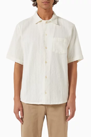 Basket Weave Striped Shirt in Cotton