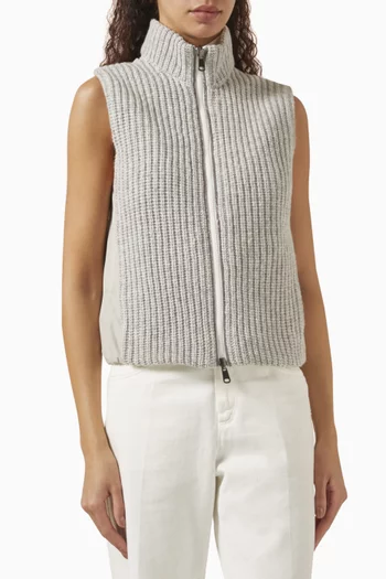 Reversible Knit Down Vest in Cashmere