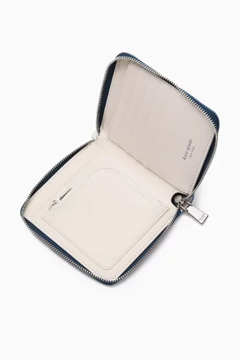 Logo Small Compact Wristlet in Denim