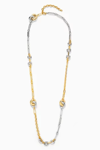 Interlock Long Necklace in Two-tone Brass